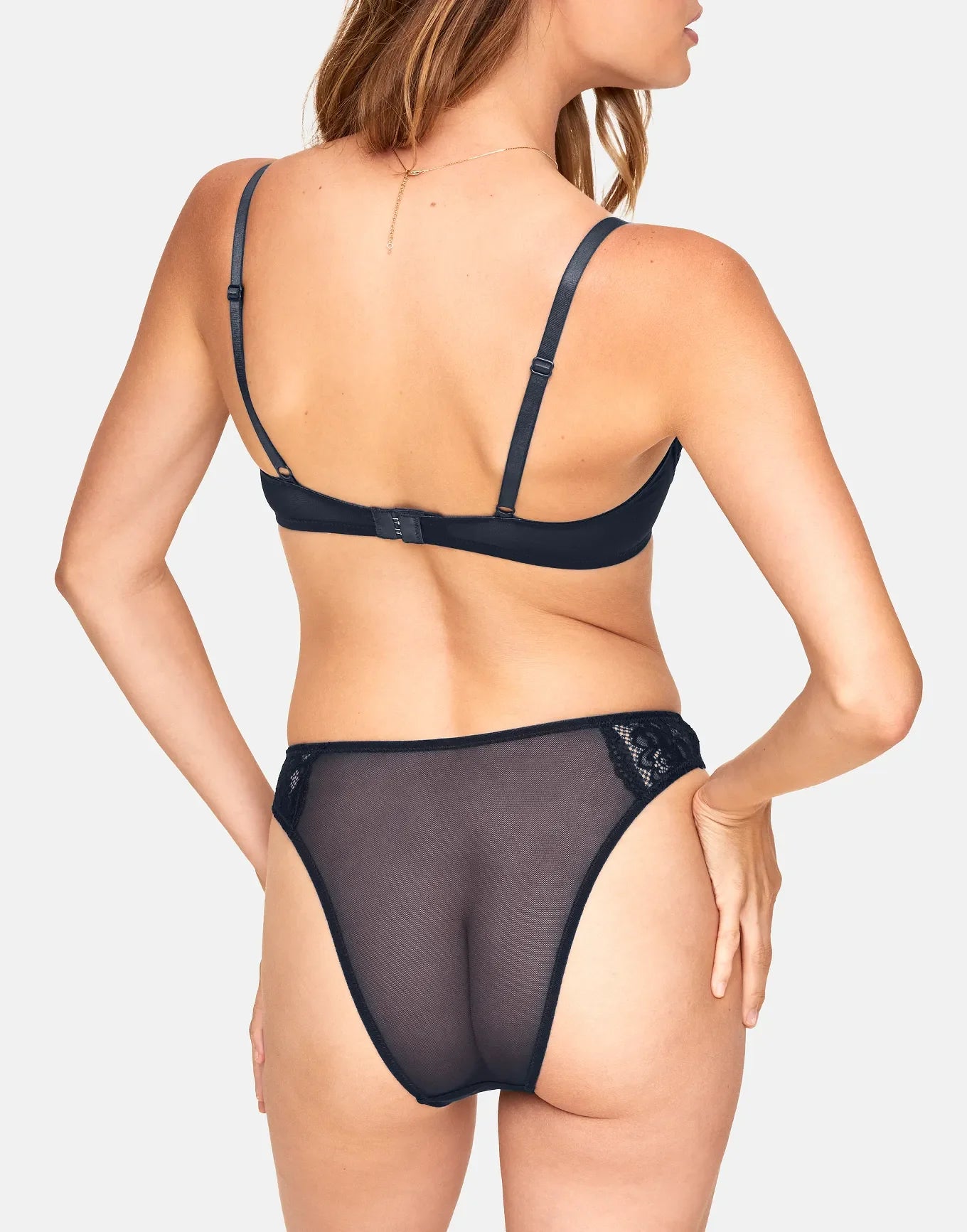 Adore Me Abella High Waisted Brazilian in color Dark Sapphire and shape cheeky
