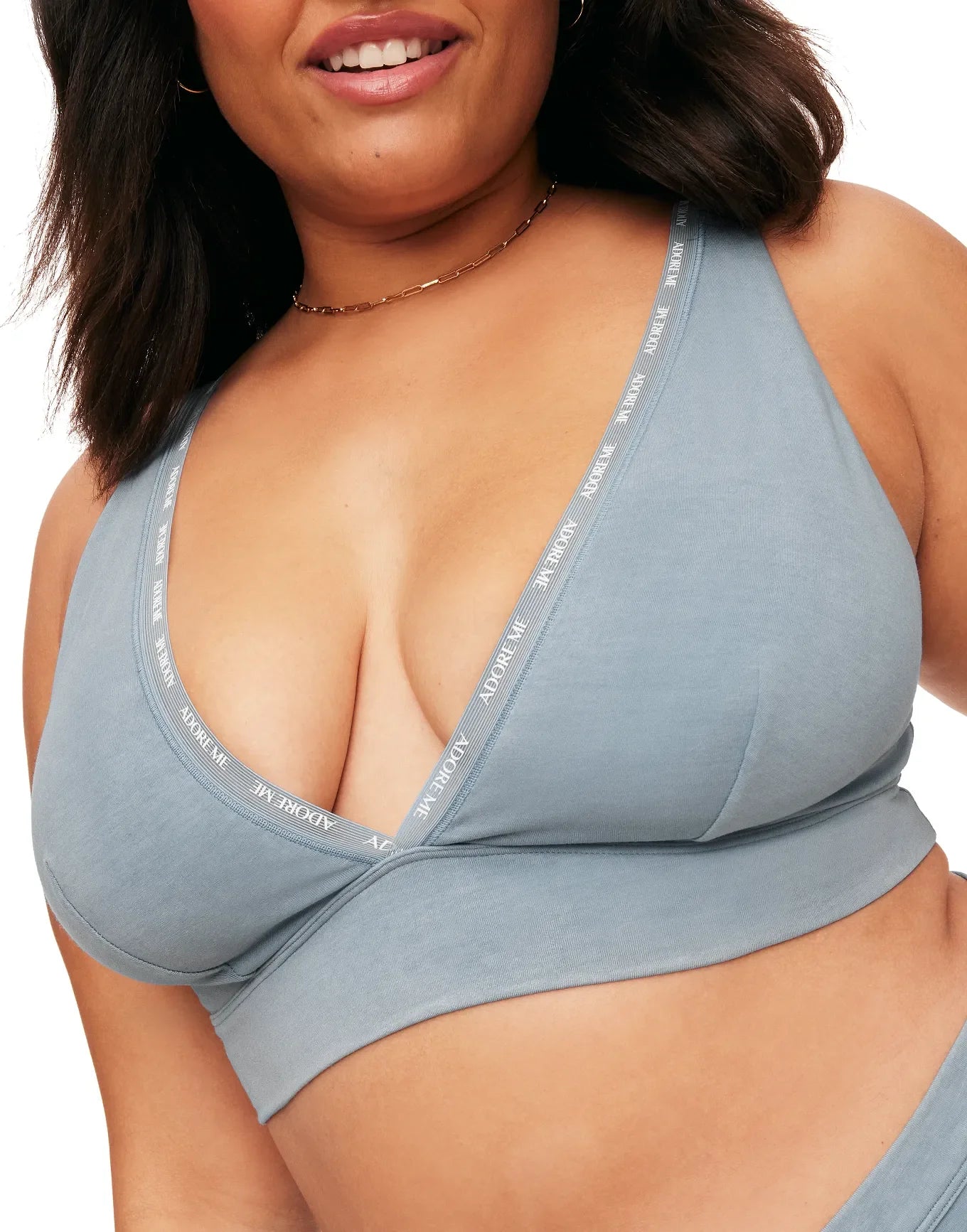 Adore Me Maddey Unlined Bralette in color Ashley Blue and shape bralette