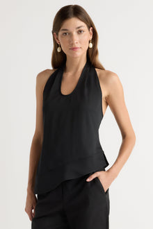 Renee | Anju Asymmetric-Hem Halter Blouse in Size Extra Small