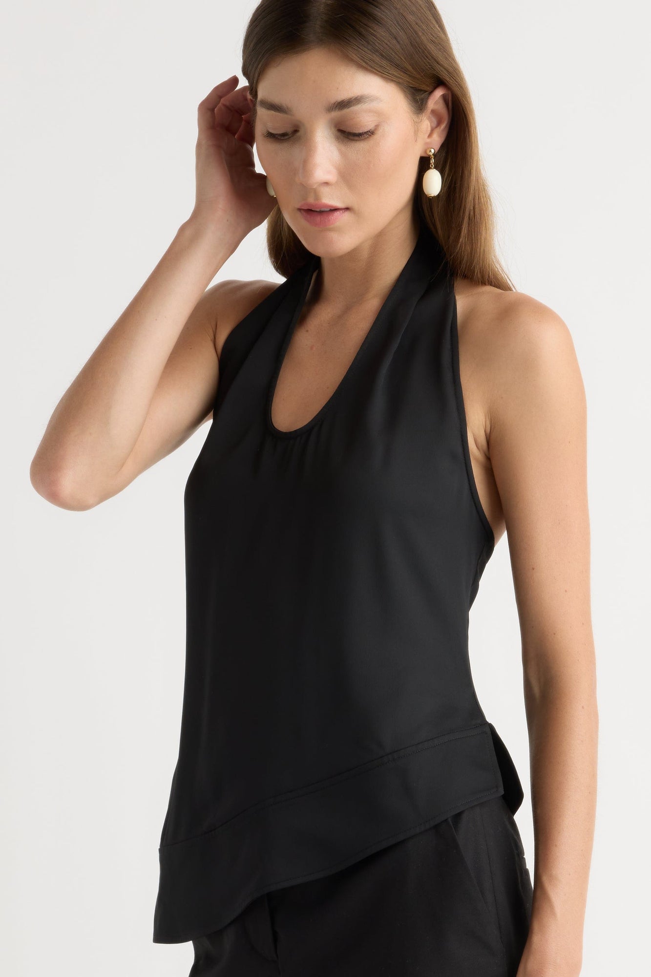 Renee | Anju Asymmetric-Hem Halter Blouse in Size Extra Small