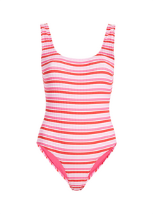 Women | Anne-Marie Ribbed One Piece | Pink Multi Stripe