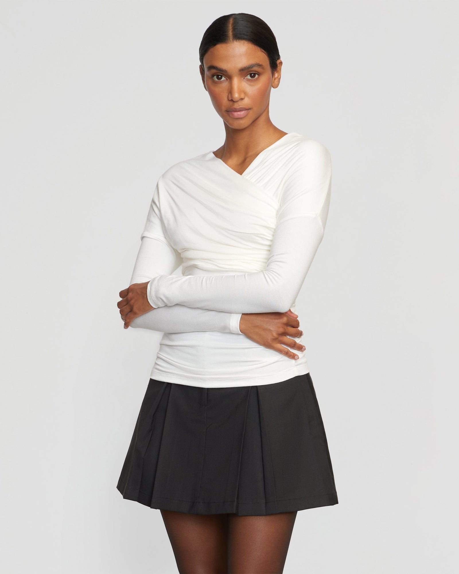Annett Tailored Pleated Mini Skirt | Black