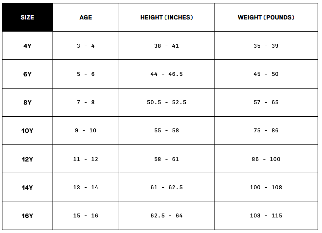 Product size guide