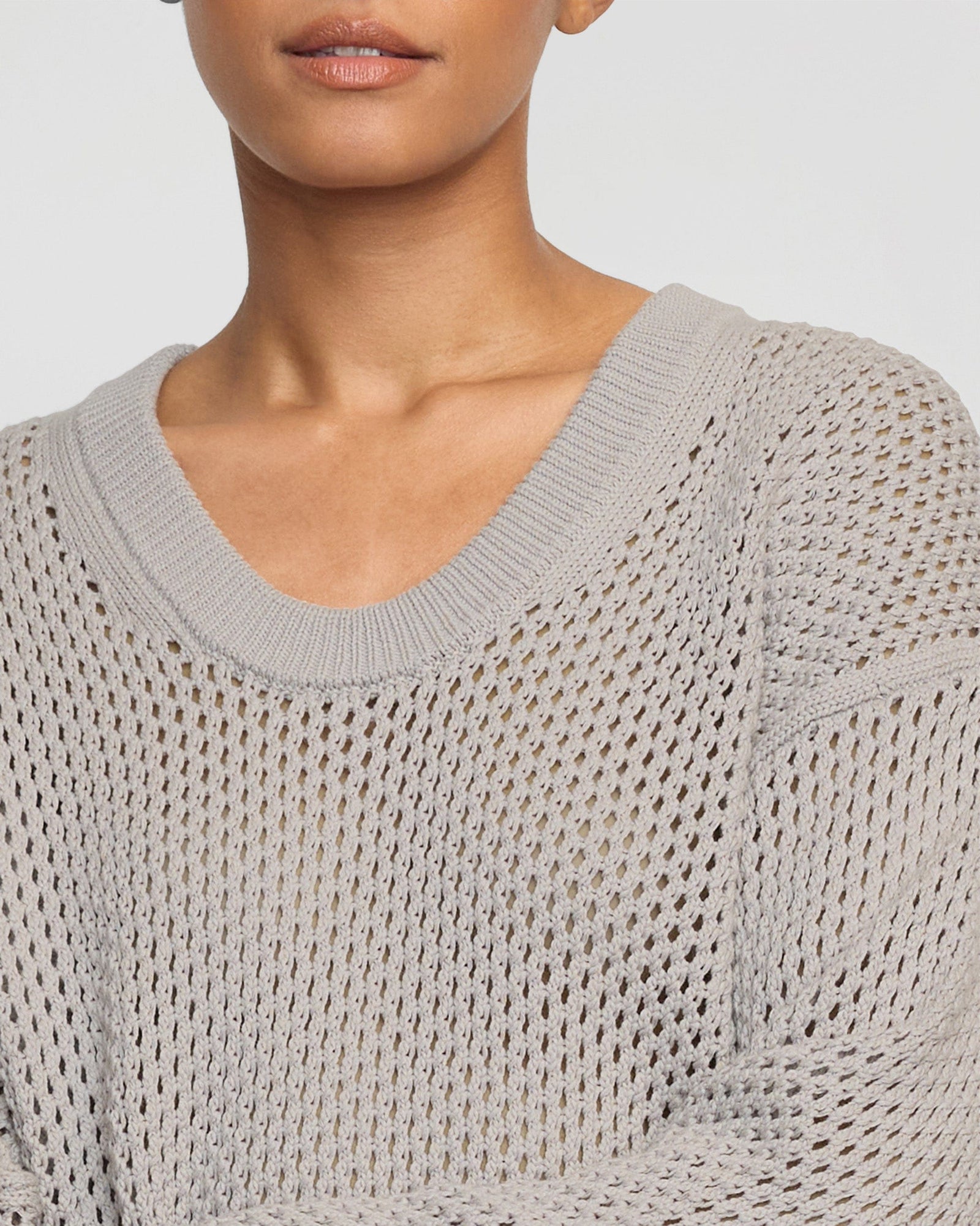 Archana Open Knit U-Neck Sweater | Dusty Grey