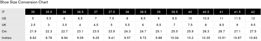 Product size guide