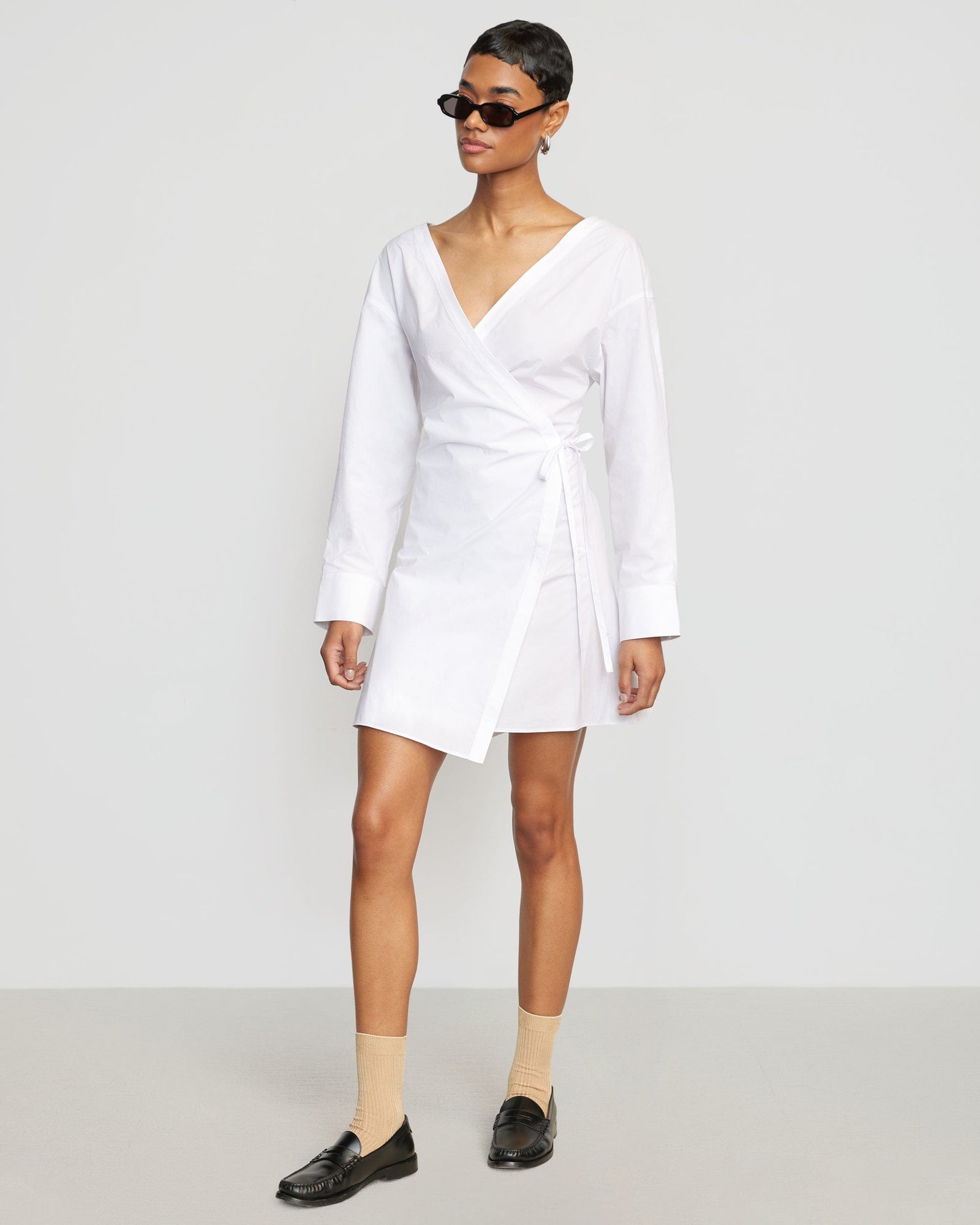 Ari V-Neck Wrap Dress | White
