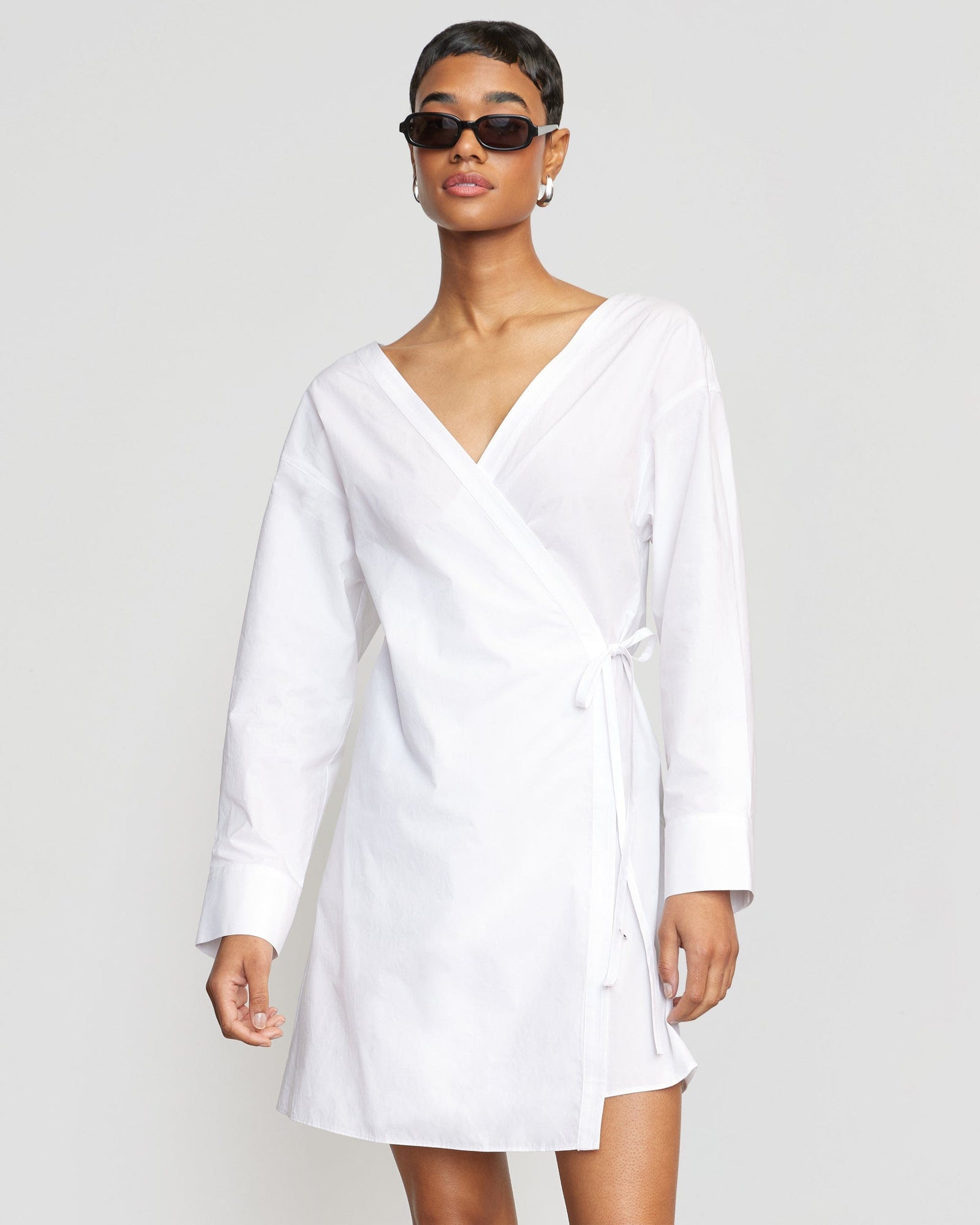 Ari V-Neck Wrap Dress | White