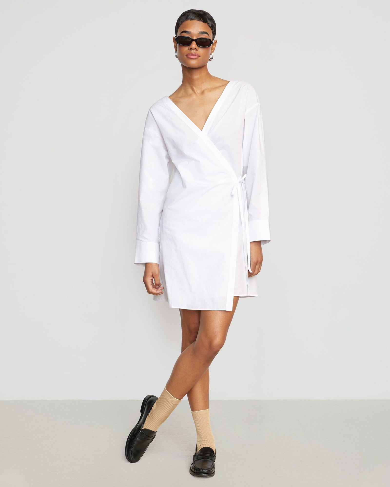Ari V-Neck Wrap Dress | White