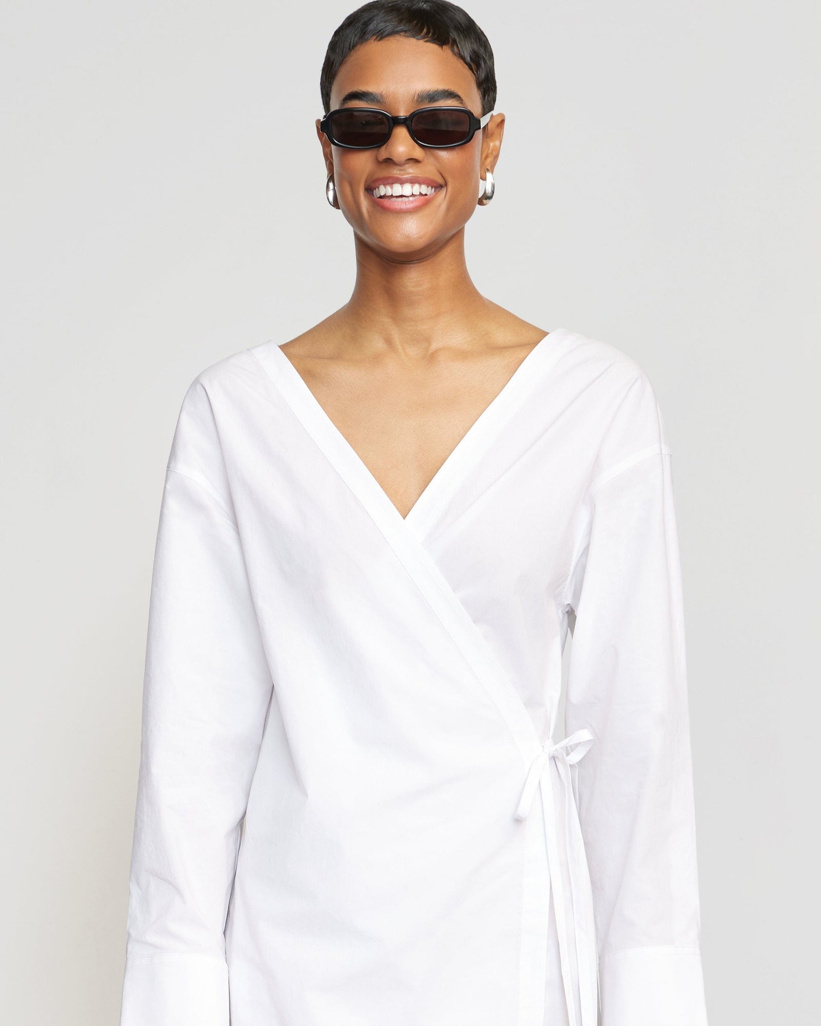 Ari V-Neck Wrap Dress | White