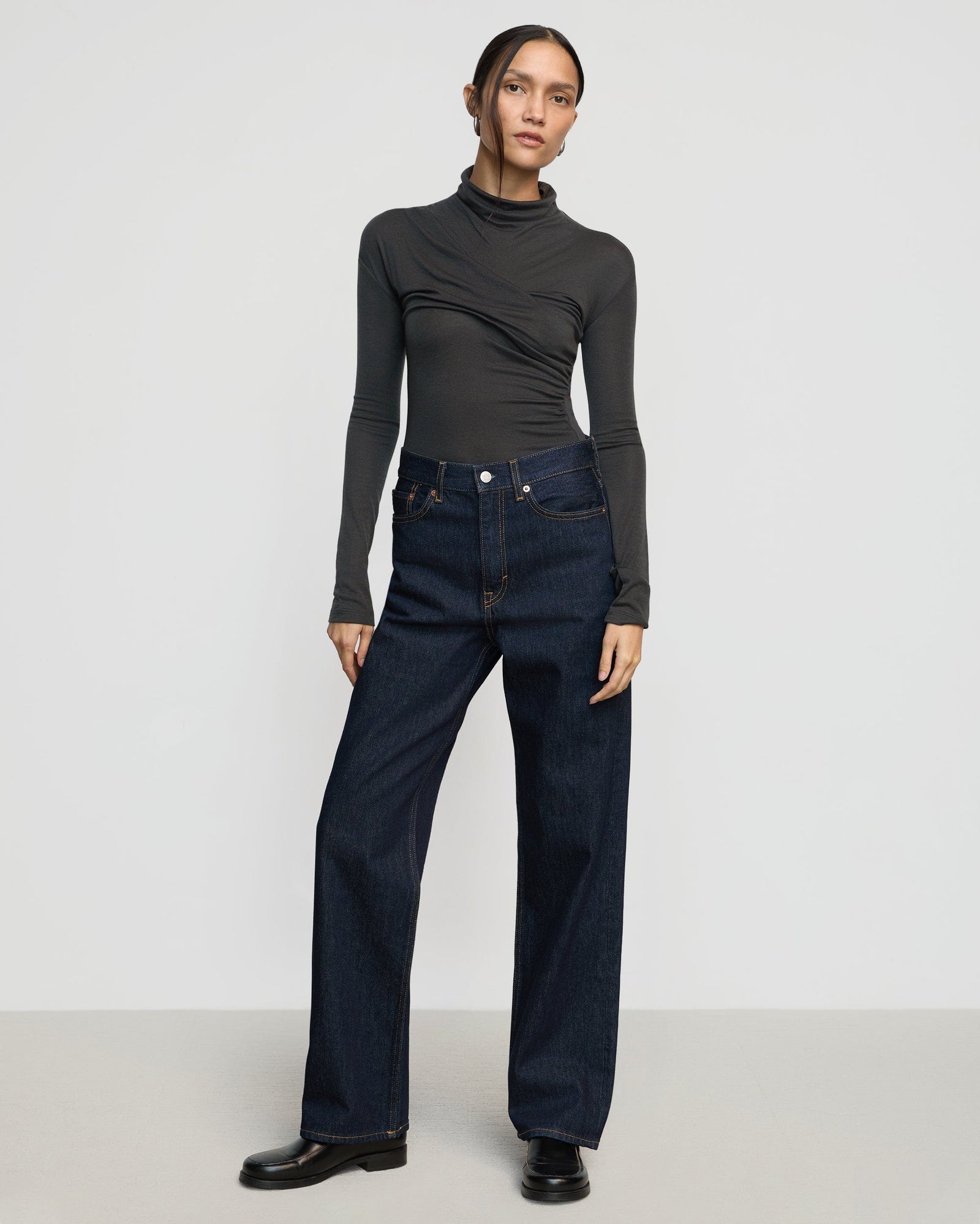 Charlotte | Aubree Front-Twist Tencel-Wool Tee in Size Small