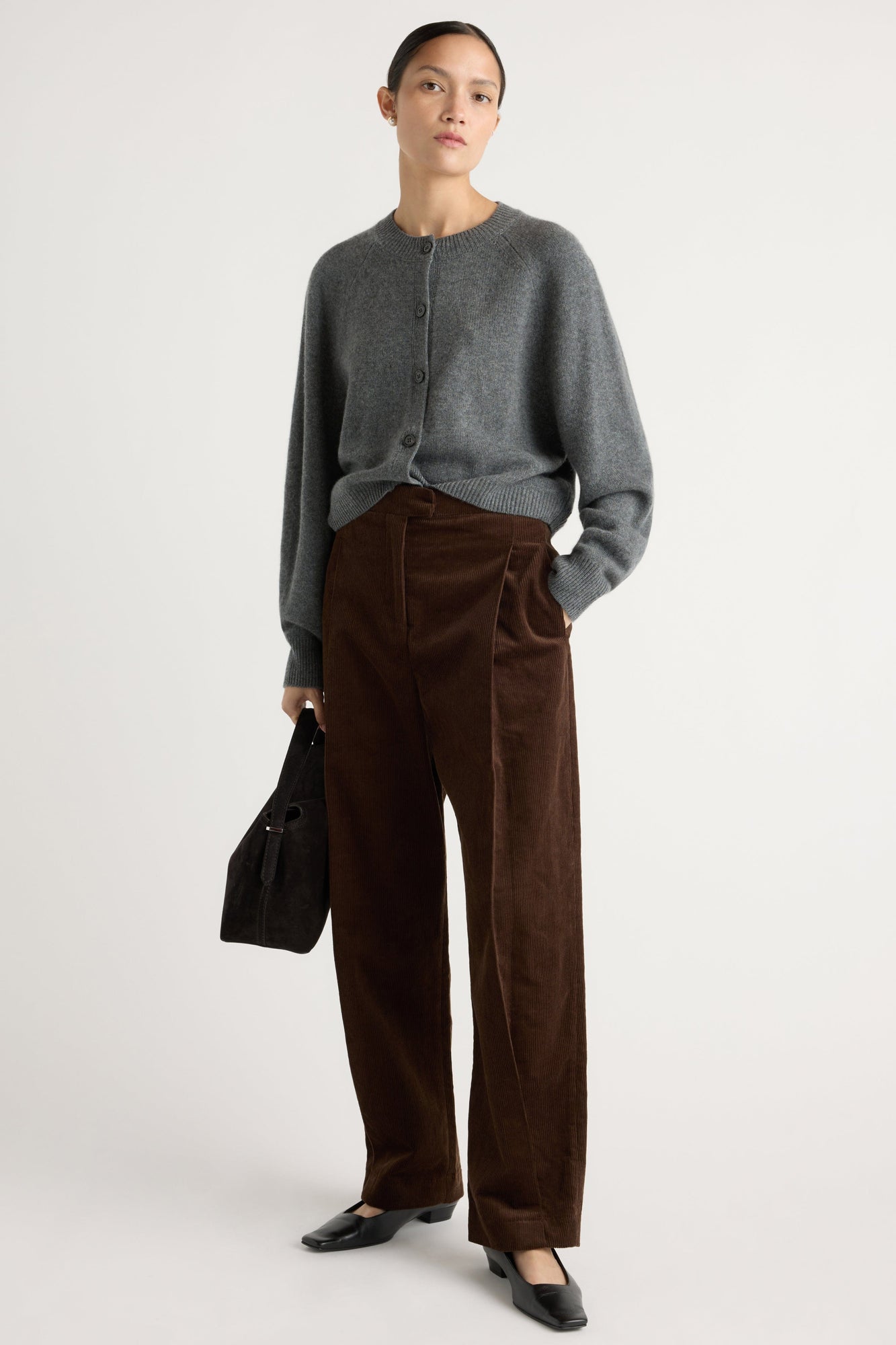 Austino Corduroy Barrel-Leg Pant | Chocolate