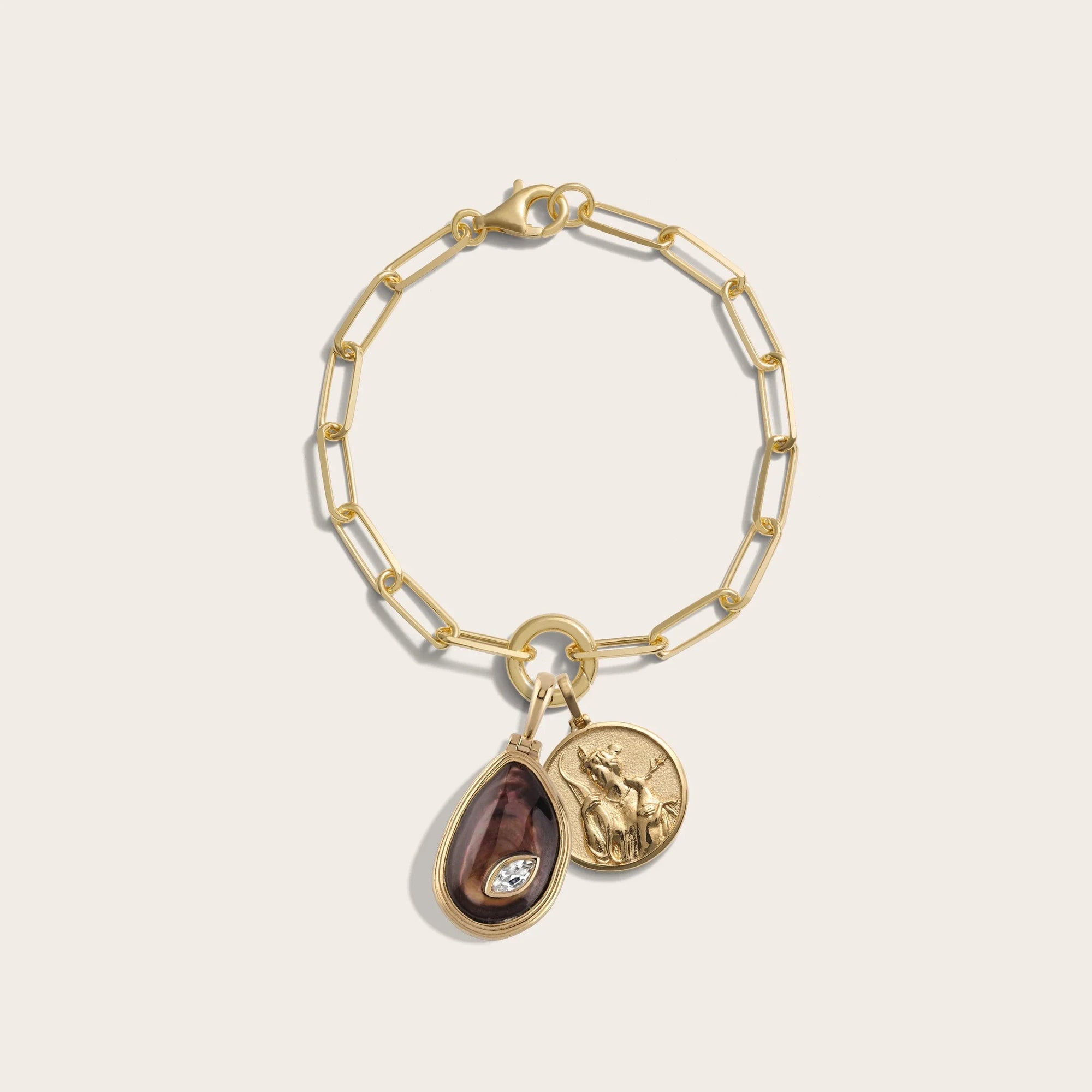 Black Pearl Triple Goddess Bracelet | 14K Yellow Gold Vermeil