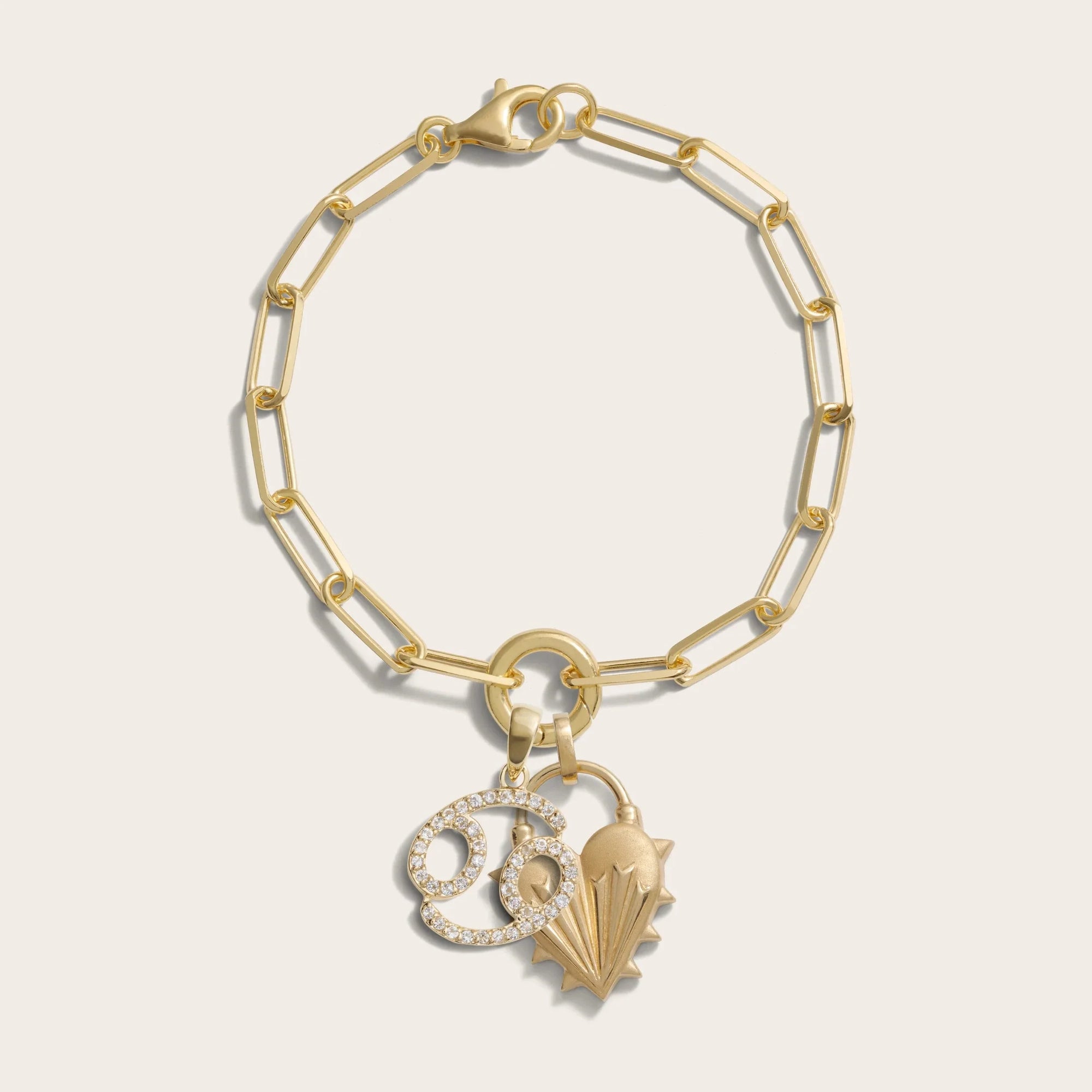 Spiked Heart Zodiac Charm Bracelet | 14K Yellow Gold Vermeil | Multi