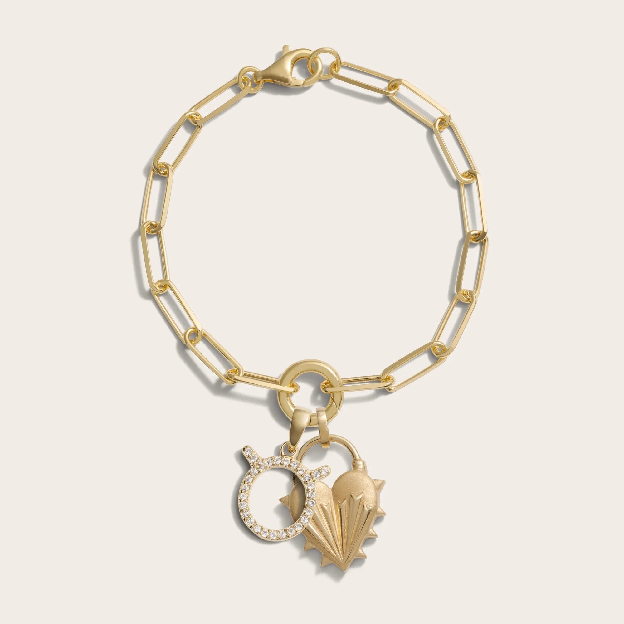 Spiked Heart Zodiac Charm Bracelet | 14K Yellow Gold Vermeil | Multi