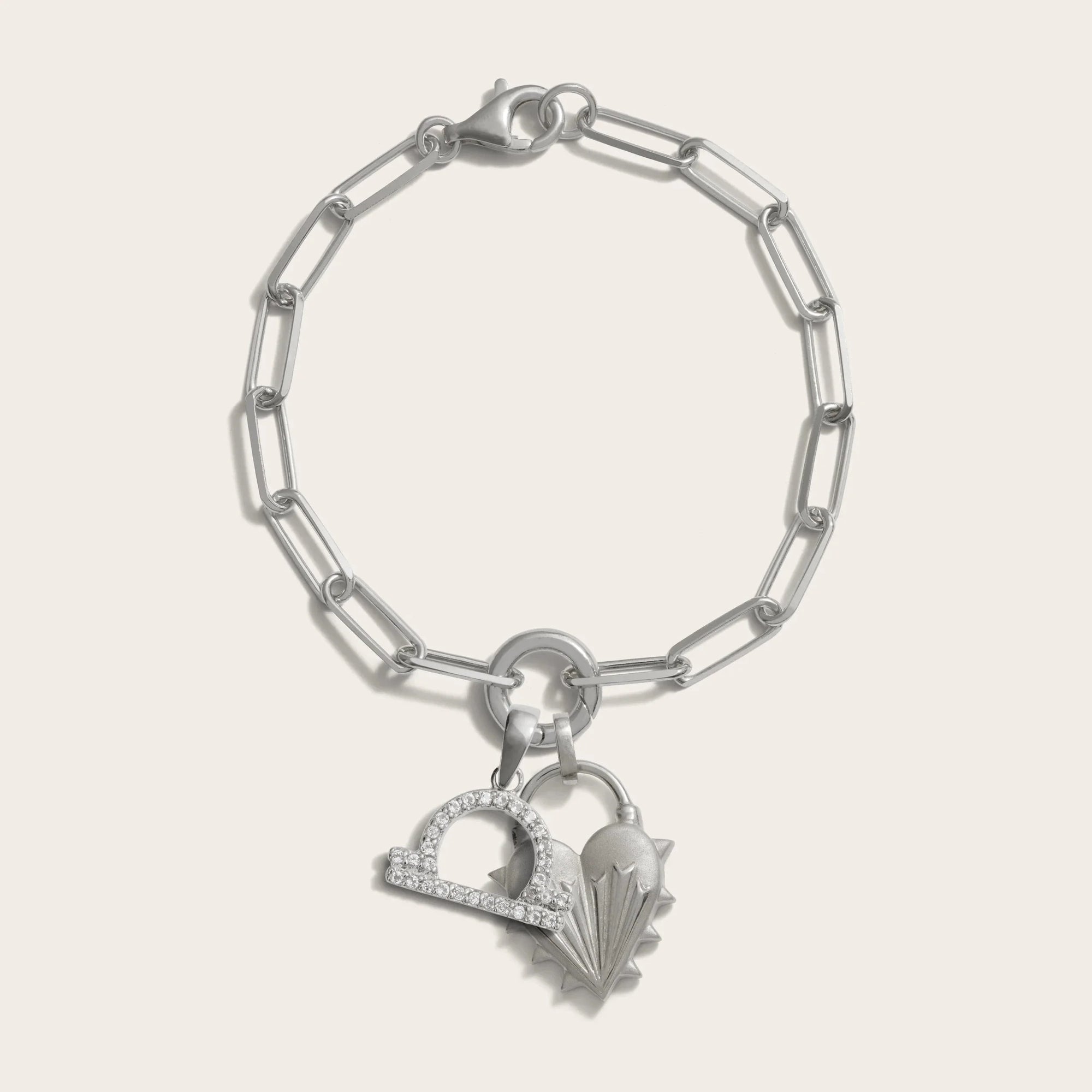 Spiked Heart Zodiac Charm Bracelet | Sterling Silver | Multi