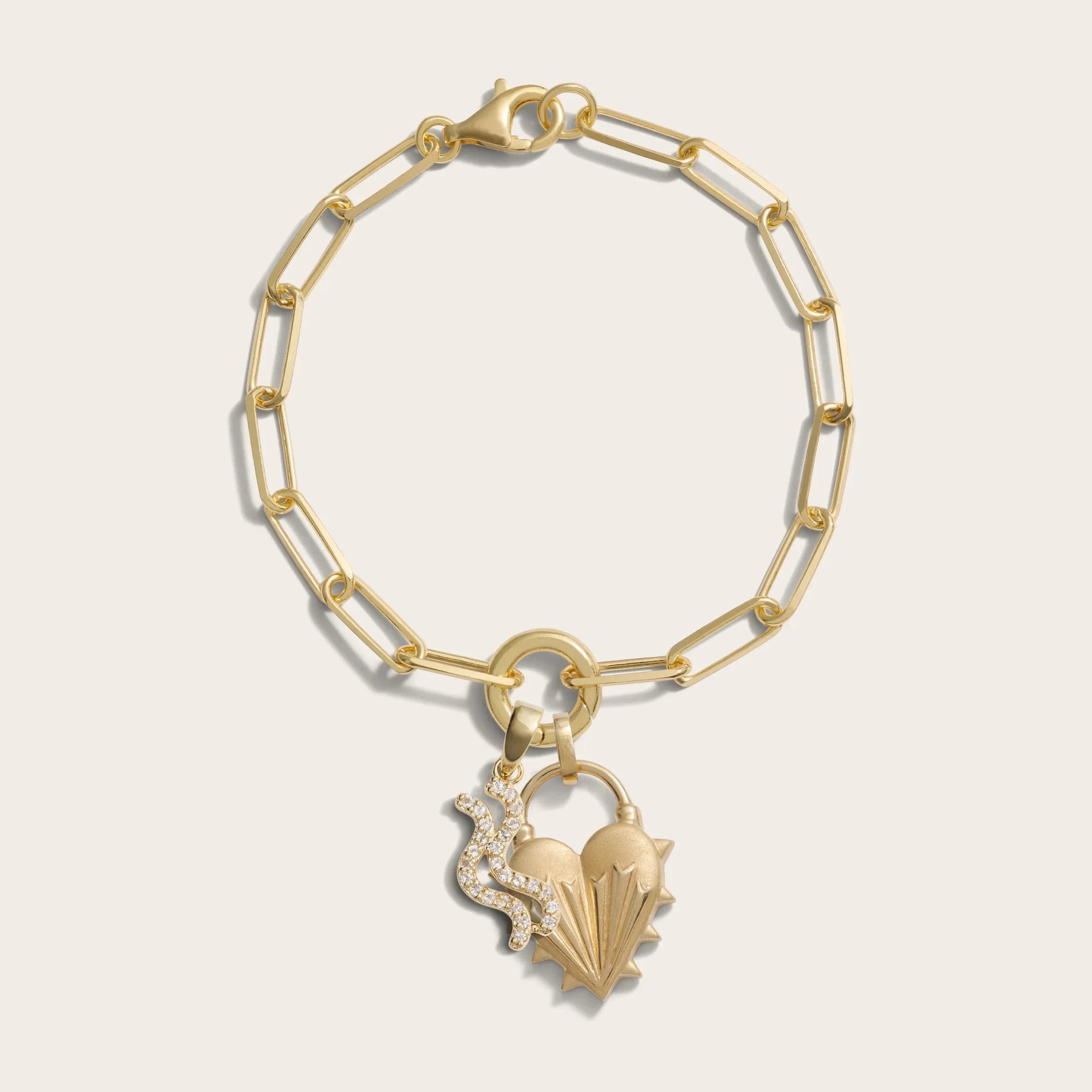 Spiked Heart Zodiac Charm Bracelet | 14K Yellow Gold Vermeil | Multi