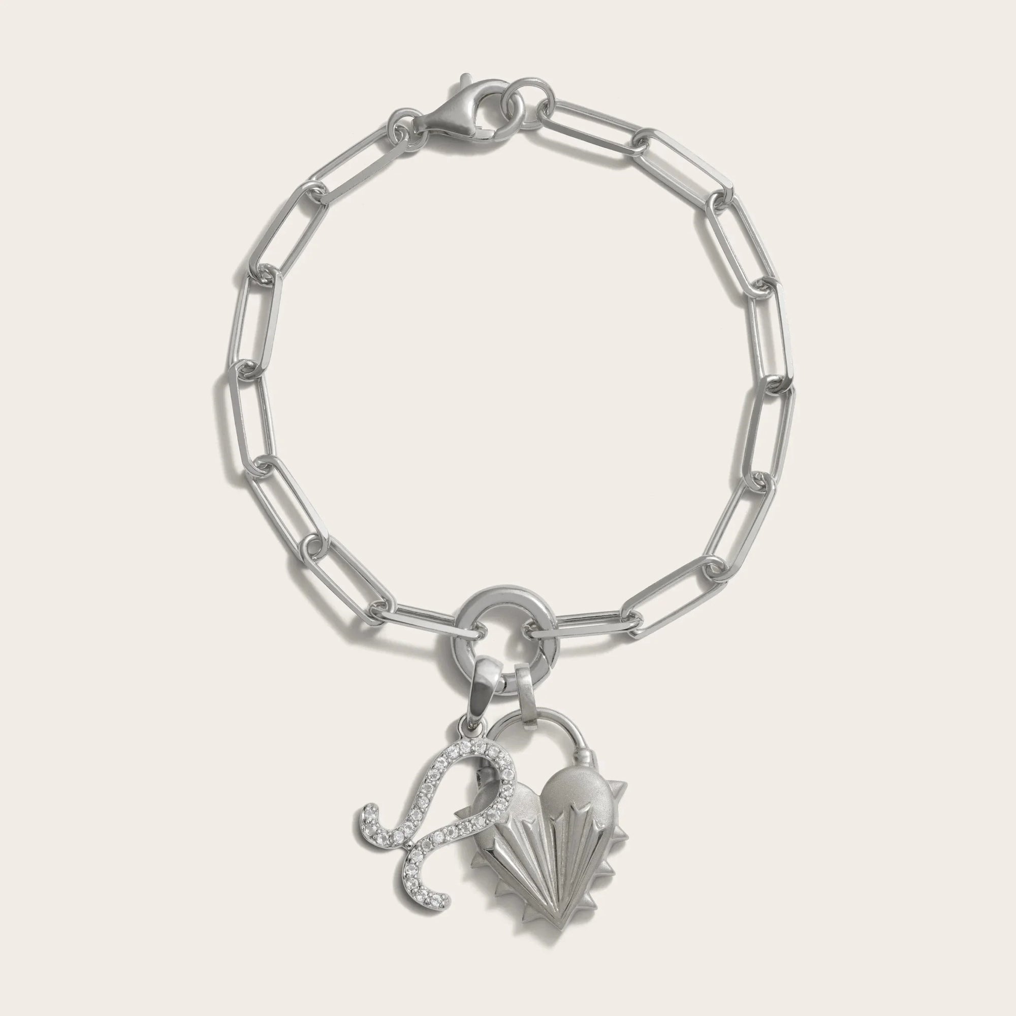 Spiked Heart Zodiac Charm Bracelet | Sterling Silver | Multi