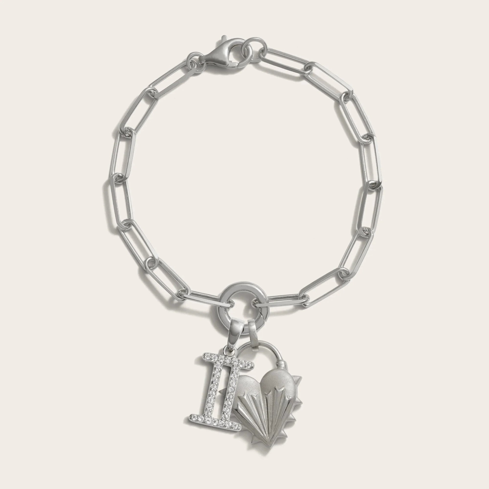 Spiked Heart Zodiac Charm Bracelet | Sterling Silver | Multi