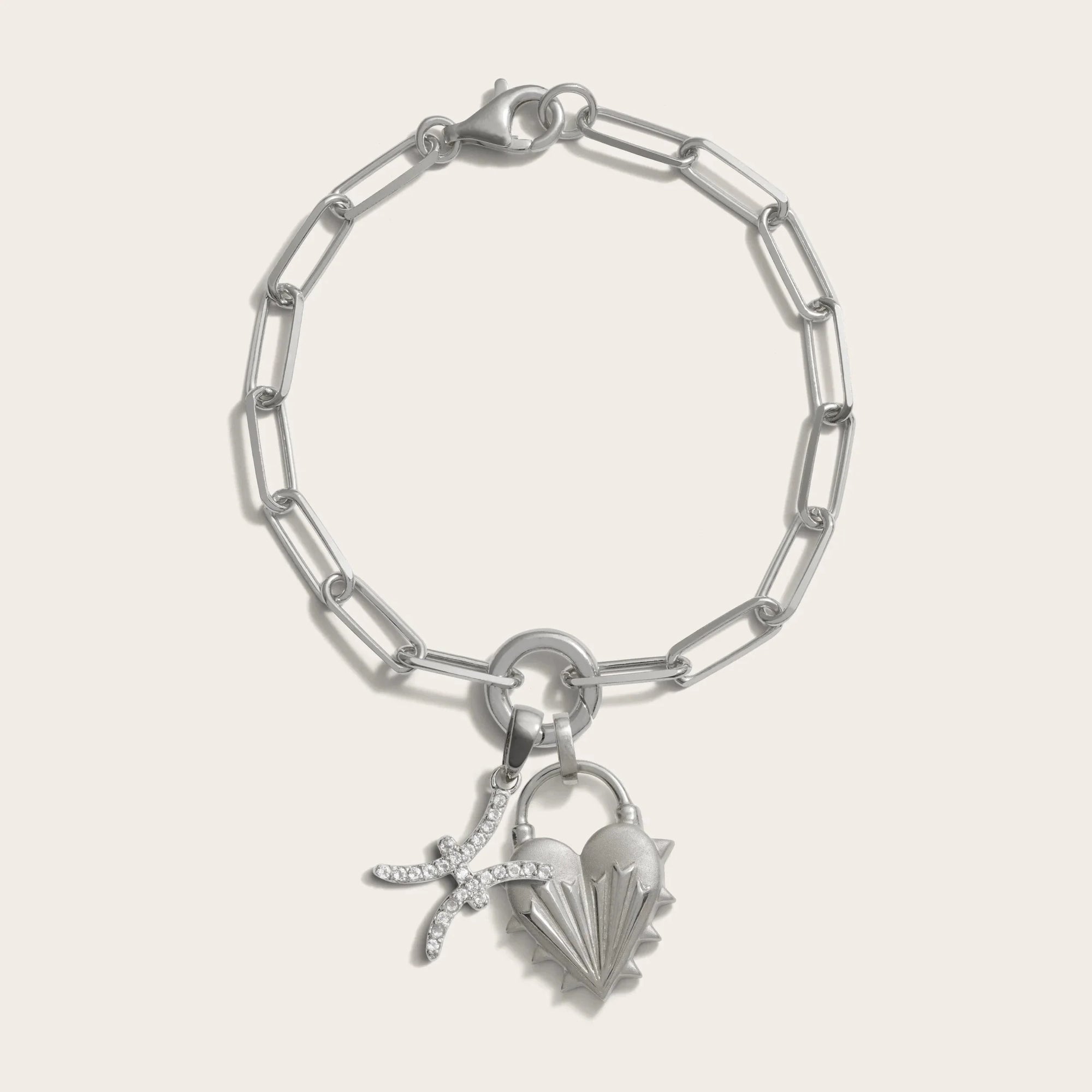 Spiked Heart Zodiac Charm Bracelet | Sterling Silver | Multi