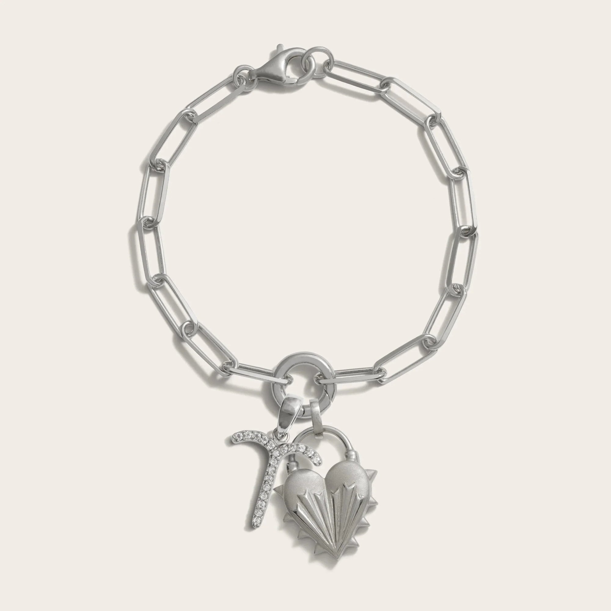 Spiked Heart Zodiac Charm Bracelet | Sterling Silver | Multi