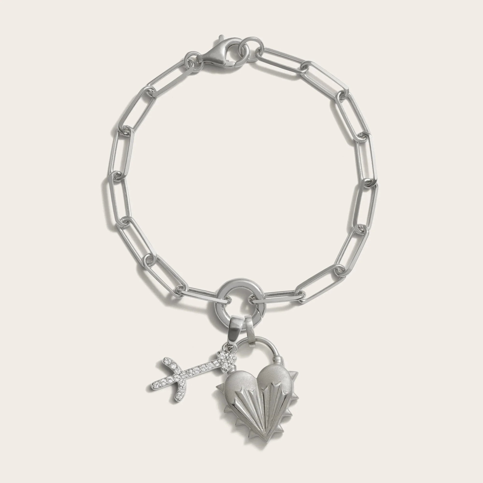 Spiked Heart Zodiac Charm Bracelet | Sterling Silver | Multi