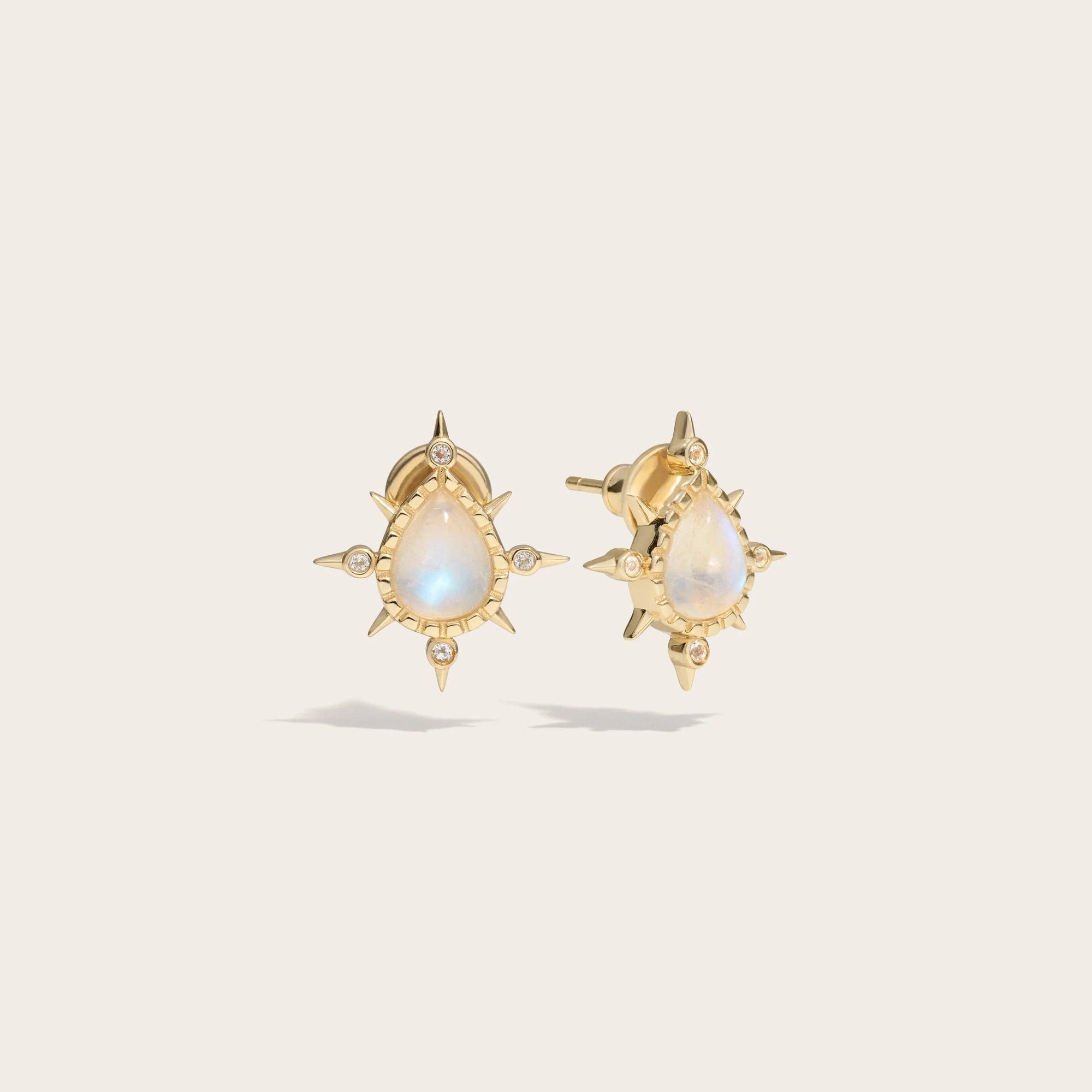 Compass Pear Studs | 14K Yellow Gold Vermeil