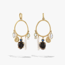 Awe Inspired  Earrings Deep Sea Gemstone Charm Hoops