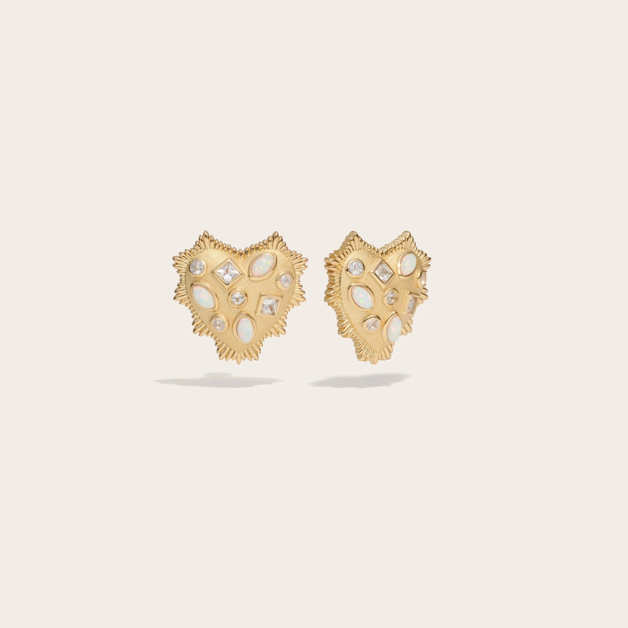 Gemstone Radiant Heart Studs | 14K Yellow Gold Vermeil