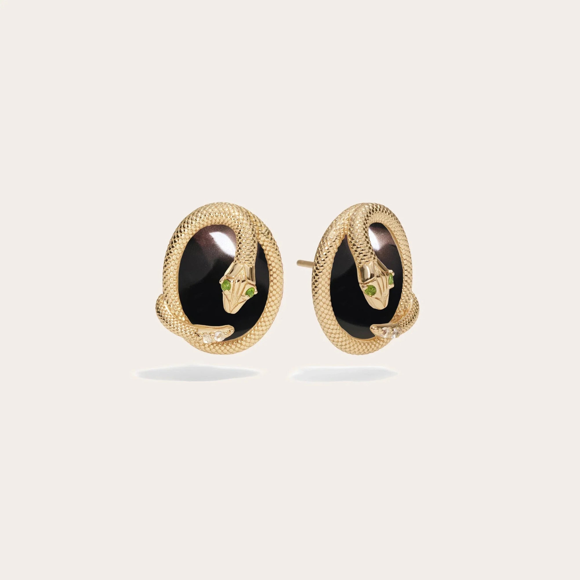 Snake Gemstone Studs | 14K Yellow Gold Vermeil