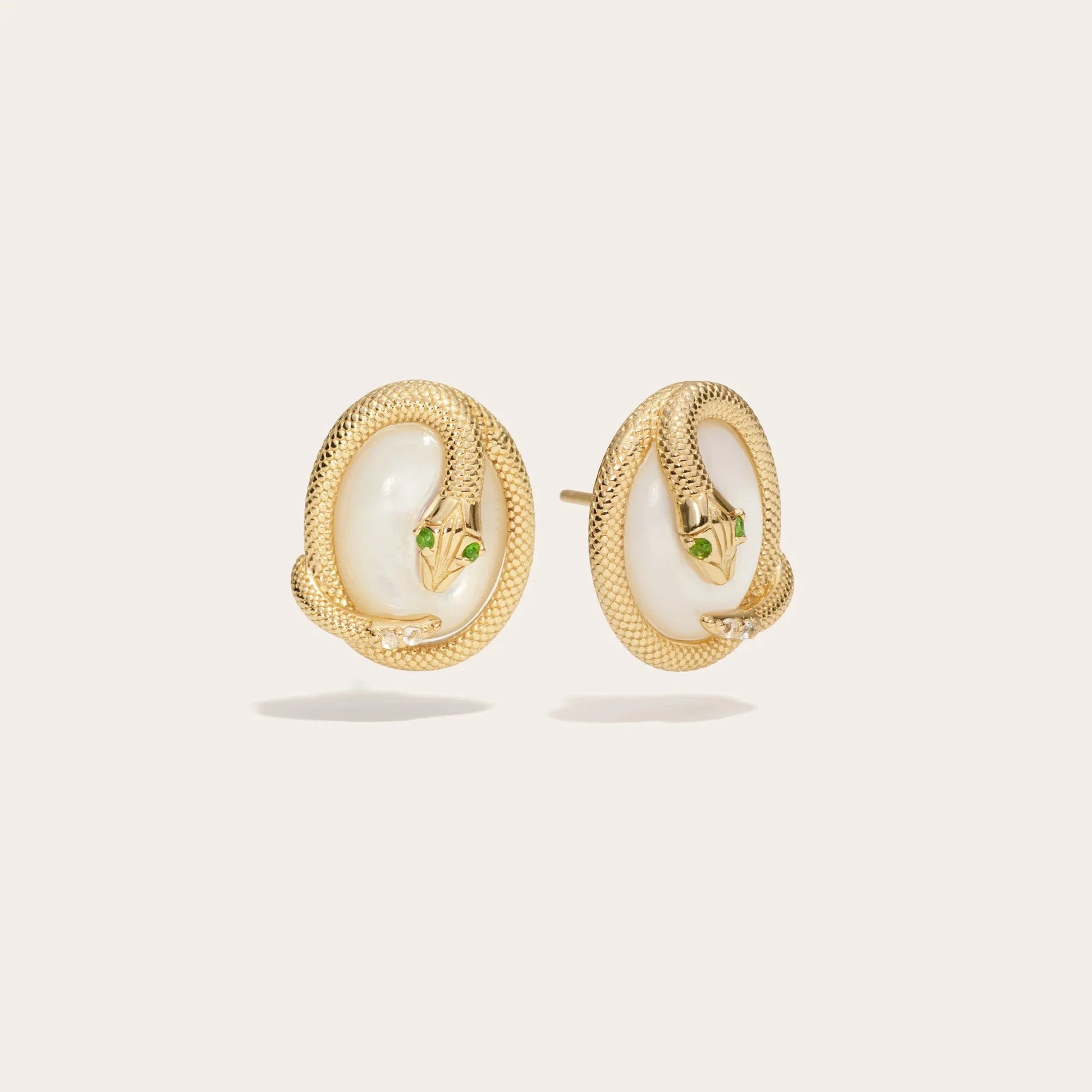 Snake Gemstone Studs | 14K Yellow Gold Vermeil