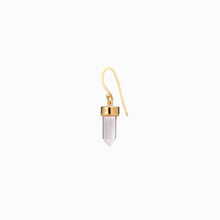 Awe Inspired Earrings 14K Yellow Gold Vermeil / Single Crystal Quartz Wire Earrings