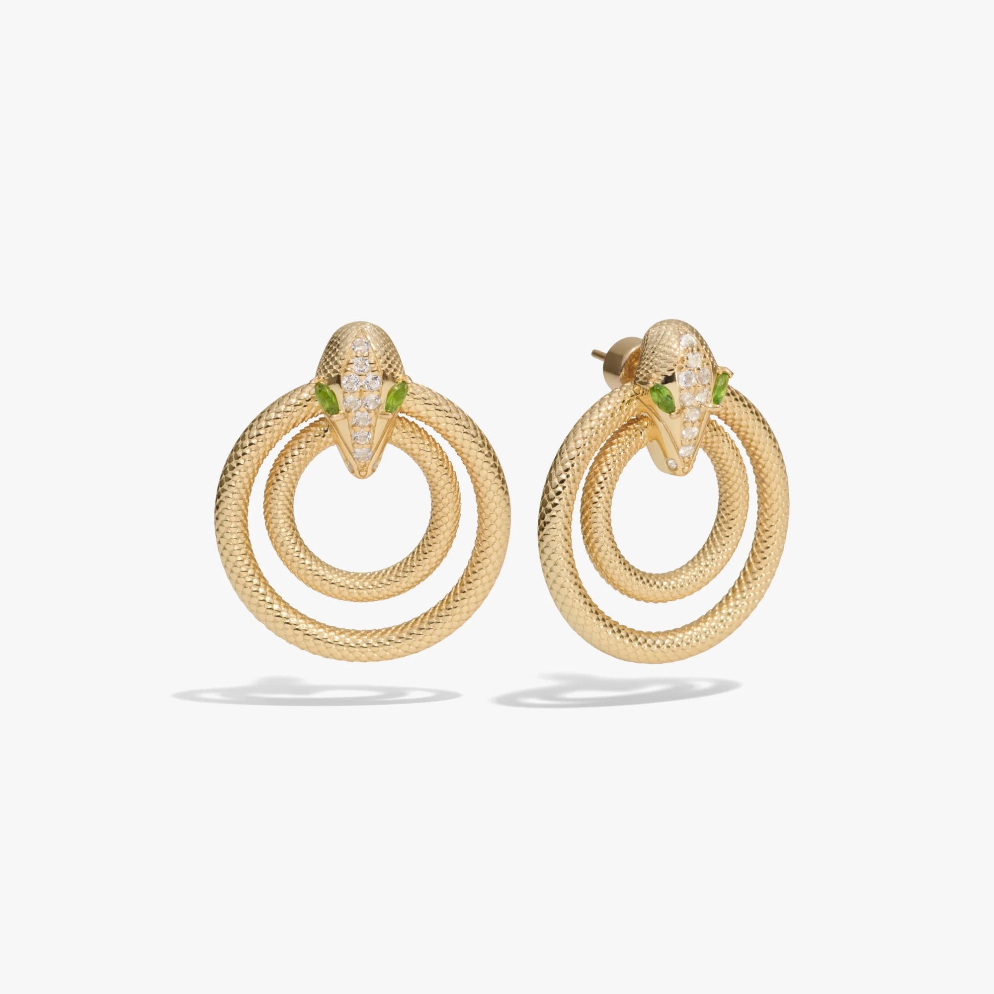 Awe Inspired Earrings 14K Yellow Gold Vermeil Snake Doorknocker Earrings