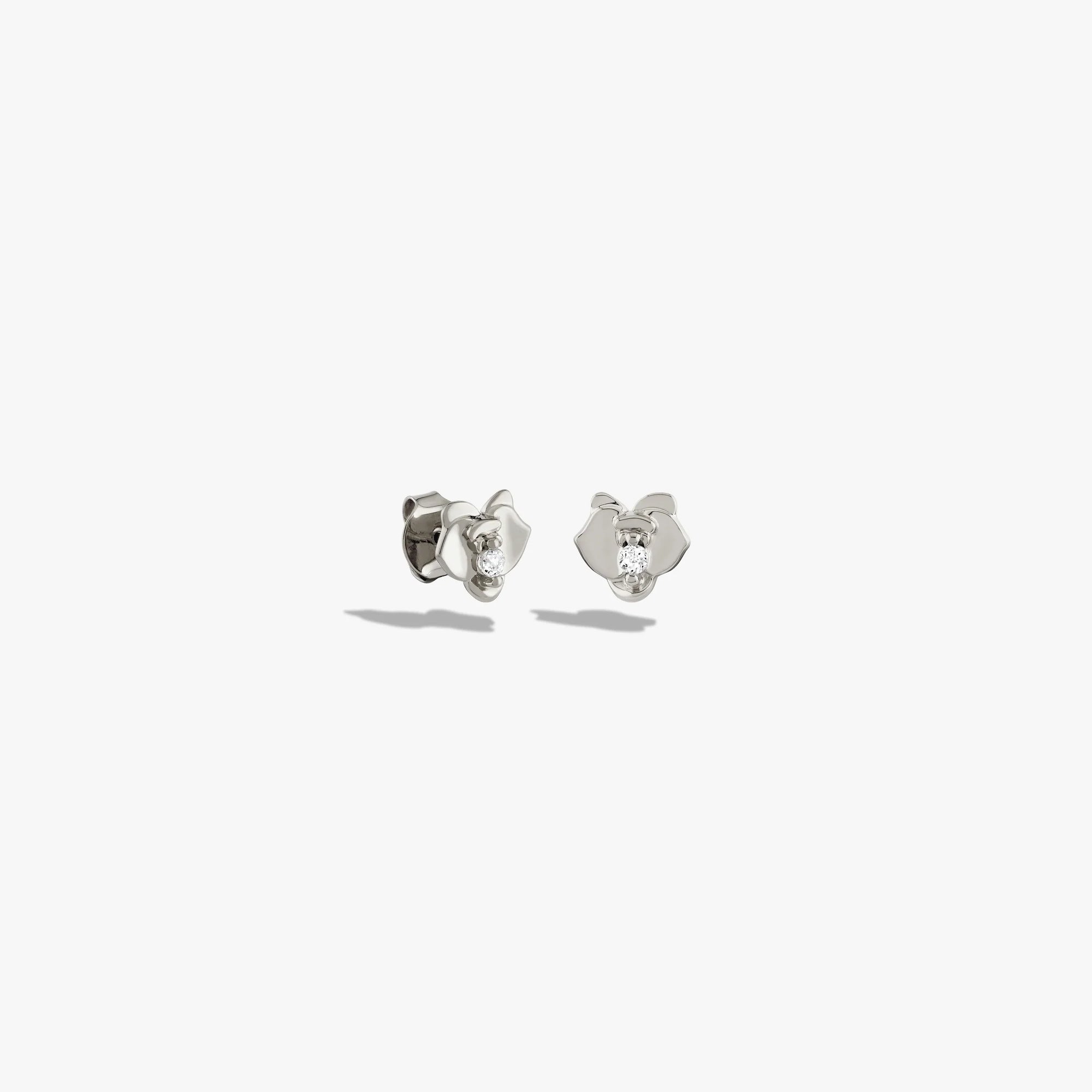 Awe Inspired Earrings 925 Sterling Silver / Pair White Topaz Orchid Studs