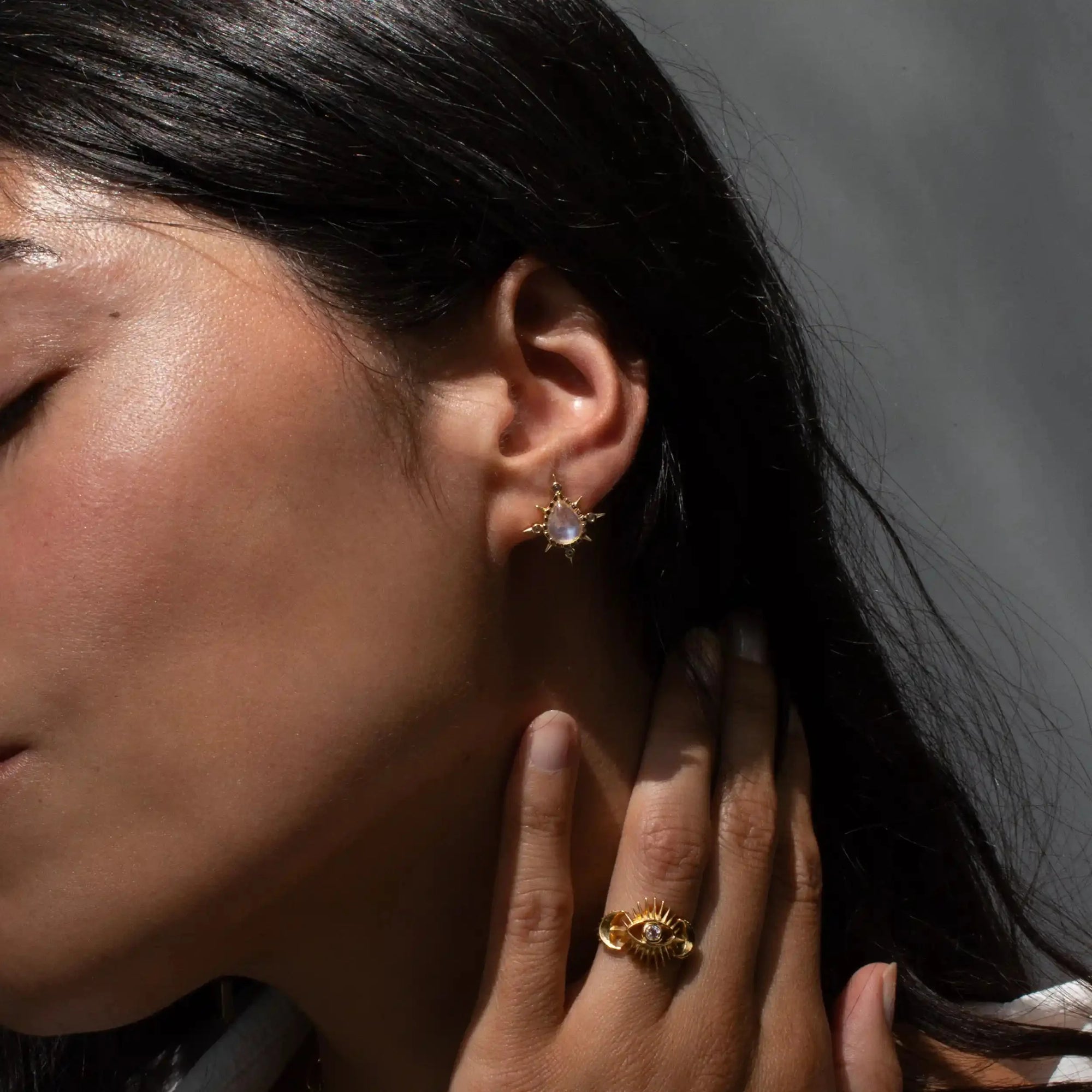 Compass Pear Studs | 14K Yellow Gold Vermeil