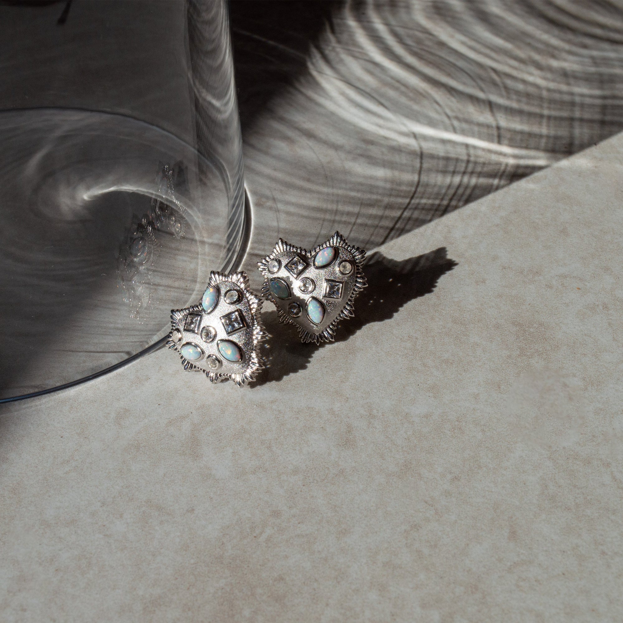 Blue Gemstone Radiant Heart Studs | Sterling Silver