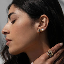Organic Pearl Gemstone Studs | 14K Yellow Gold Vermeil