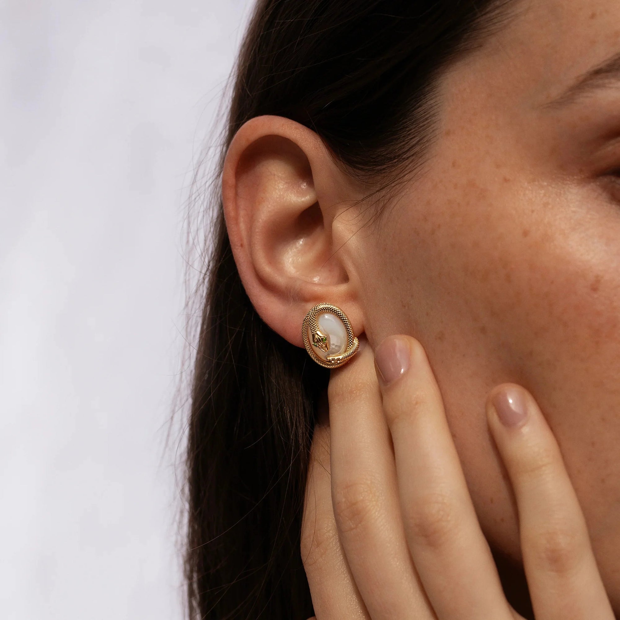 Snake Gemstone Studs | 14K Yellow Gold Vermeil