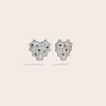 Blue Gemstone Radiant Heart Studs | Sterling Silver