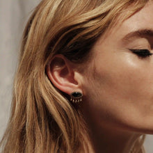 Third Eye Black Mother of Pearl Studs | 14K Yellow Gold Vermeil