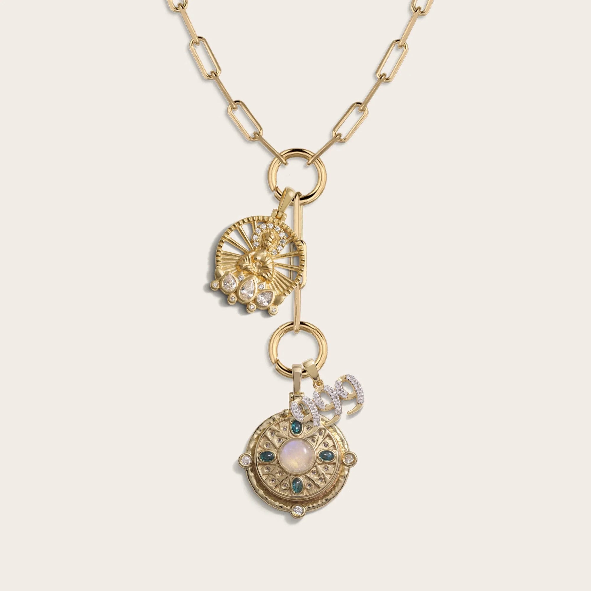 Buddha/Locket Lariat Set | 14K Yellow Gold Vermeil