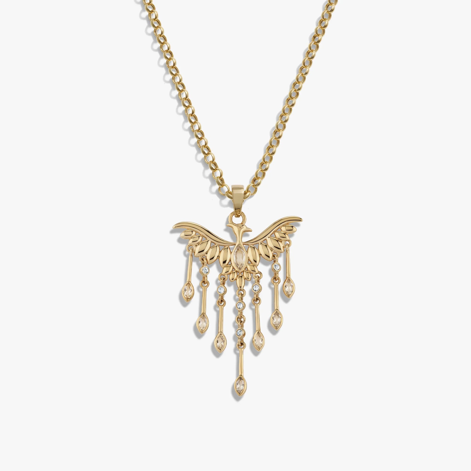 Awe Inspired Necklaces 14K Yellow Gold Vermeil / 16-18" Rolo Chain Chandelier Phoenix Necklace
