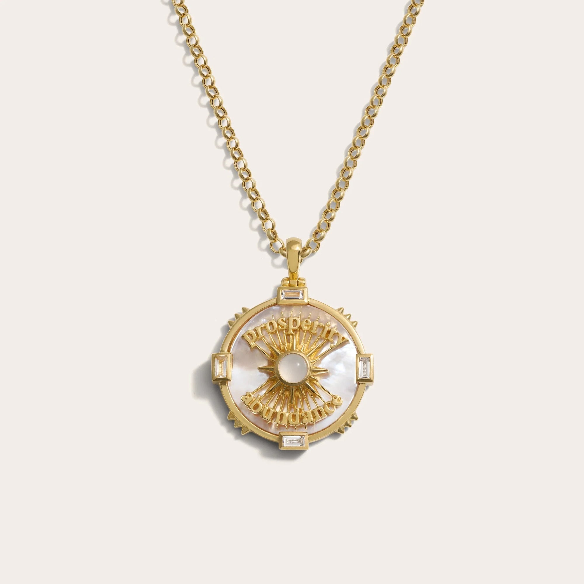 Prosperity Affirmation Coin Necklace | 14K Yellow Gold Vermeil
