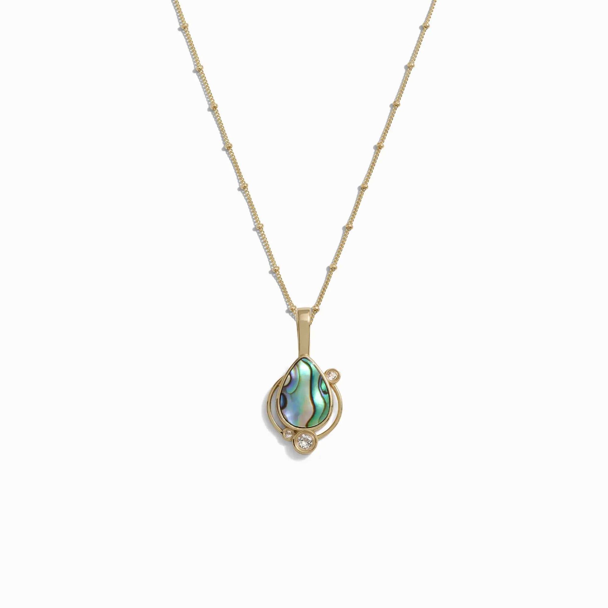 Awe Inspired Necklaces 14K Yellow Gold Vermeil / 16" -18" Saturn Chain Abalone Astral Necklace