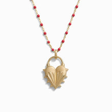 Spiked Heart Ruby Enamel Necklace | 14K Yellow Gold Vermeil