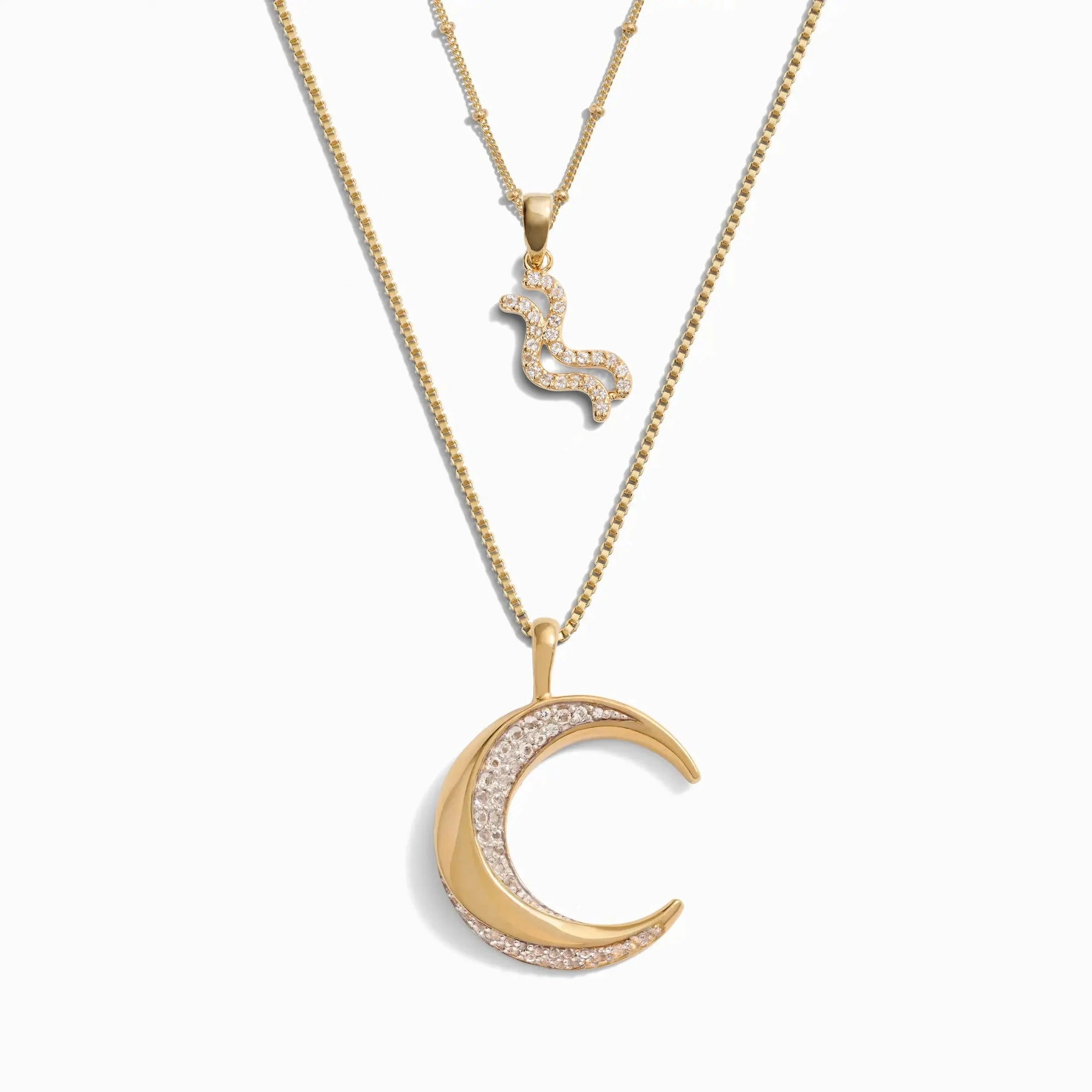 Twisted Moon and Gemstone Zodiac Set | 14K Yellow Gold Vermeil