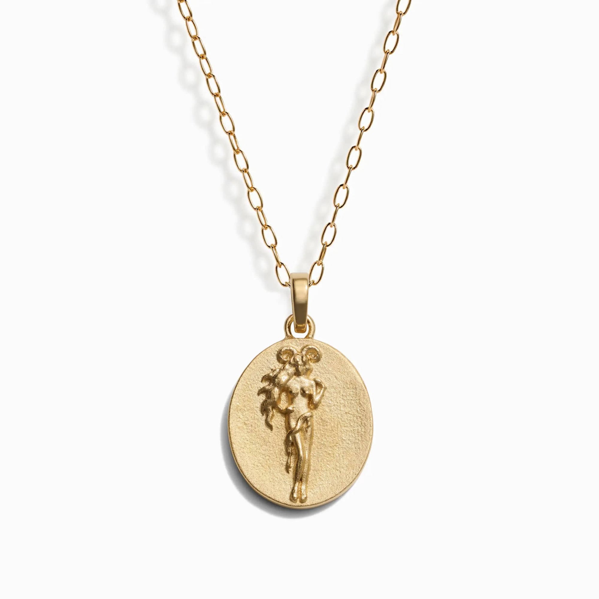 Awe Inspired Necklaces 14K Yellow Gold Vermeil / Aries / 16" - 18" Zodiac Goddess Pendant + Mini Paperclip Chain