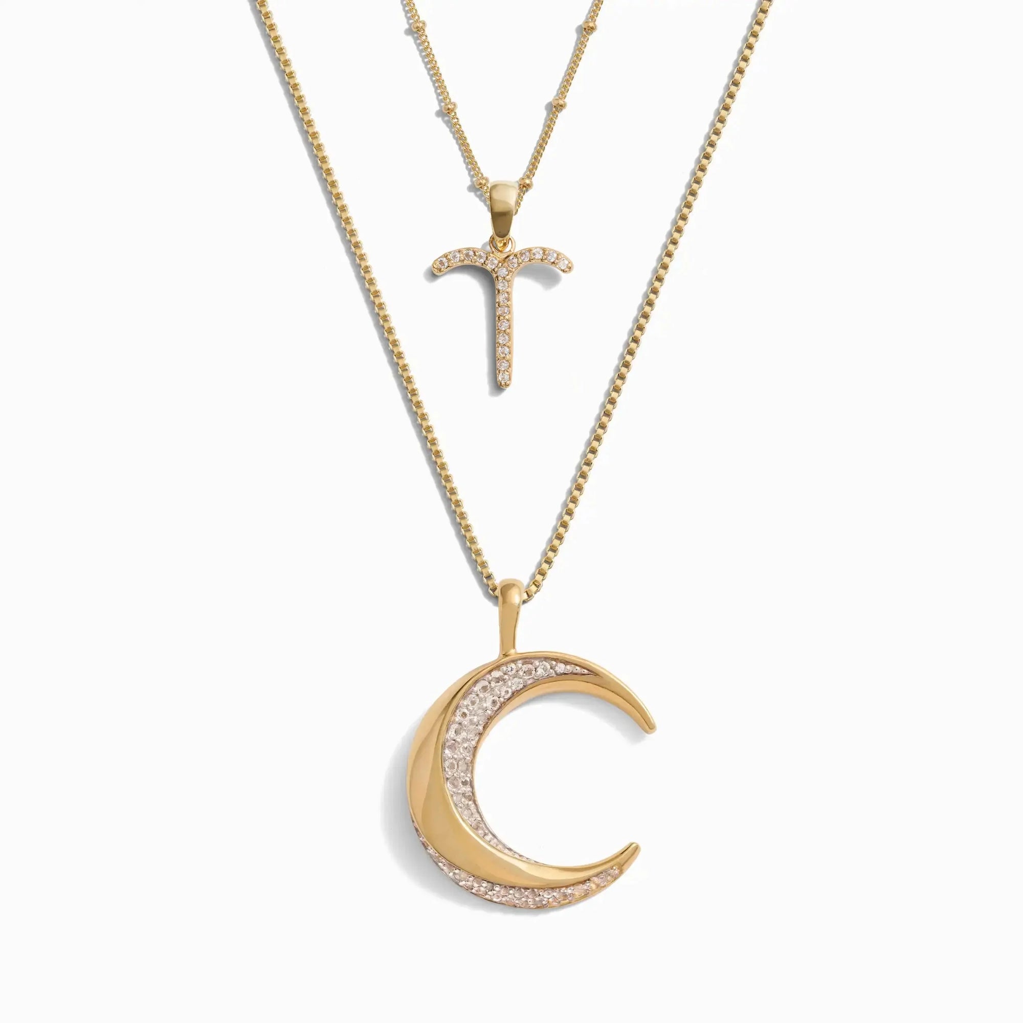 Twisted Moon and Gemstone Zodiac Set | 14K Yellow Gold Vermeil