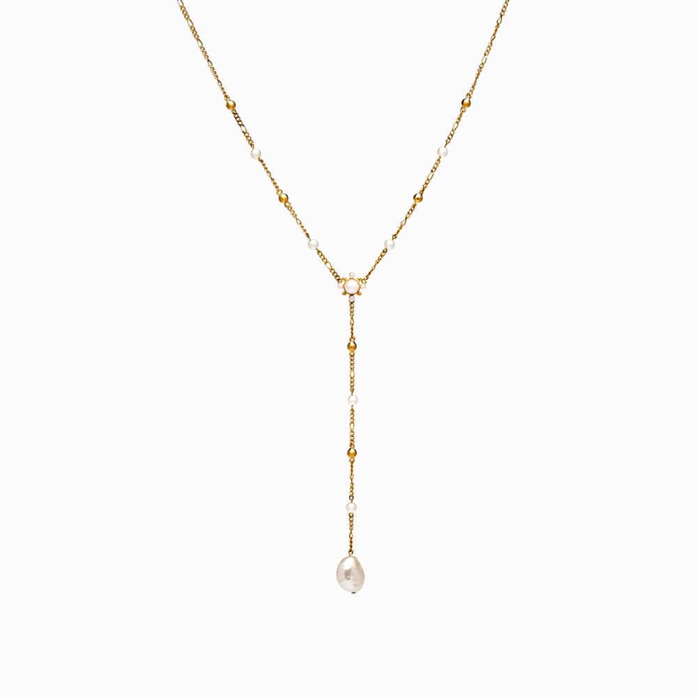 Awe Inspired Necklaces 14K Yellow Gold Vermeil Baroque Pearl Lariat Necklace