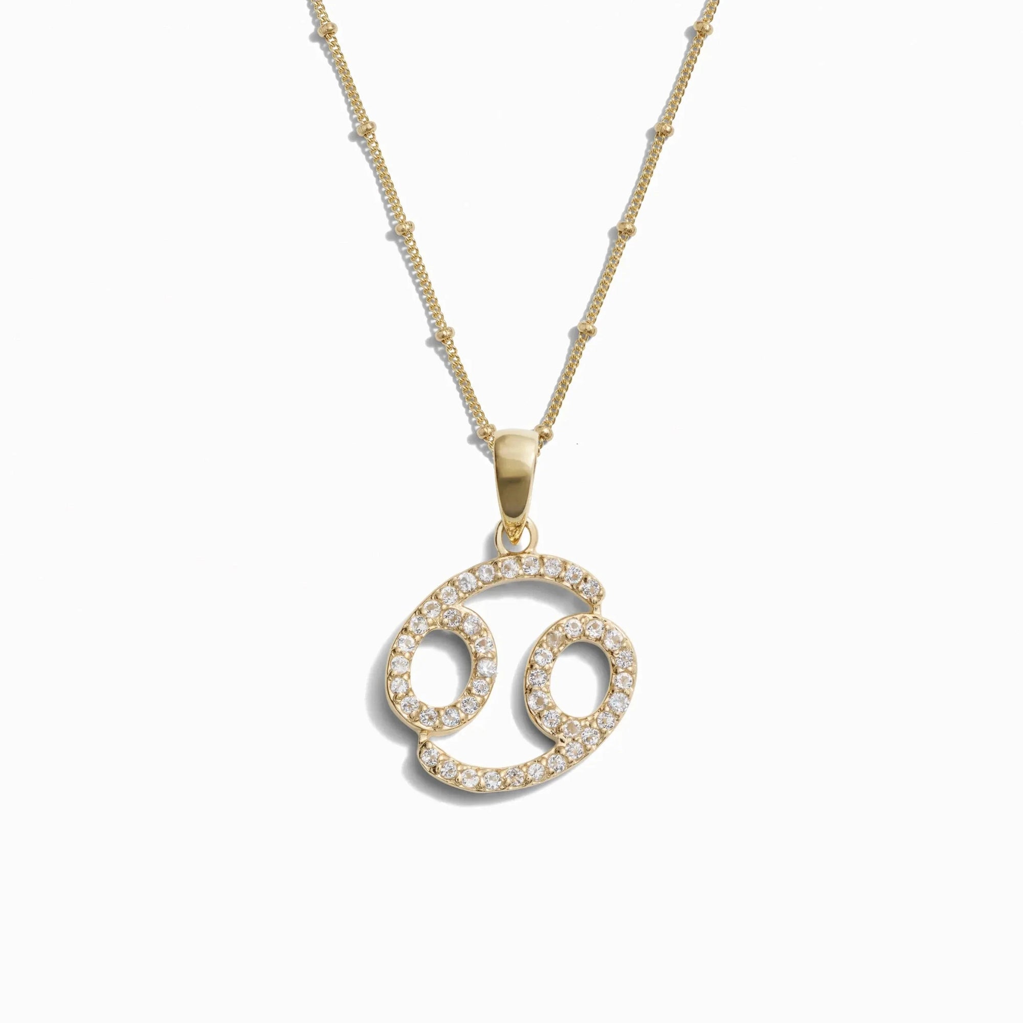Awe Inspired Necklaces 14K Yellow Gold Vermeil / Cancer / 20-22" Saturn Chain Gemstone Zodiac on Saturn Chain
