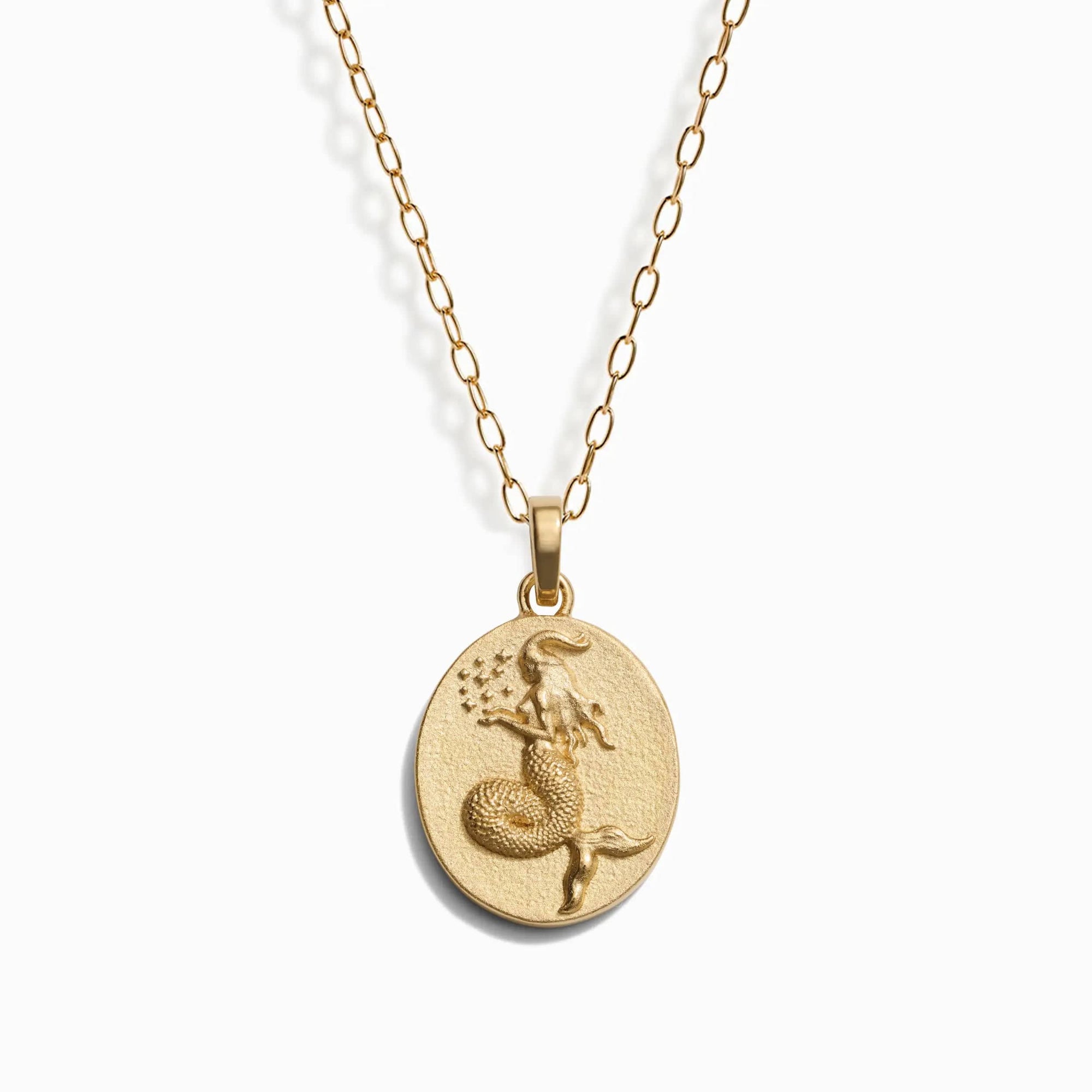 Awe Inspired Necklaces 14K Yellow Gold Vermeil / Capricorn / 16" - 18" Zodiac Goddess Pendant + Mini Paperclip Chain